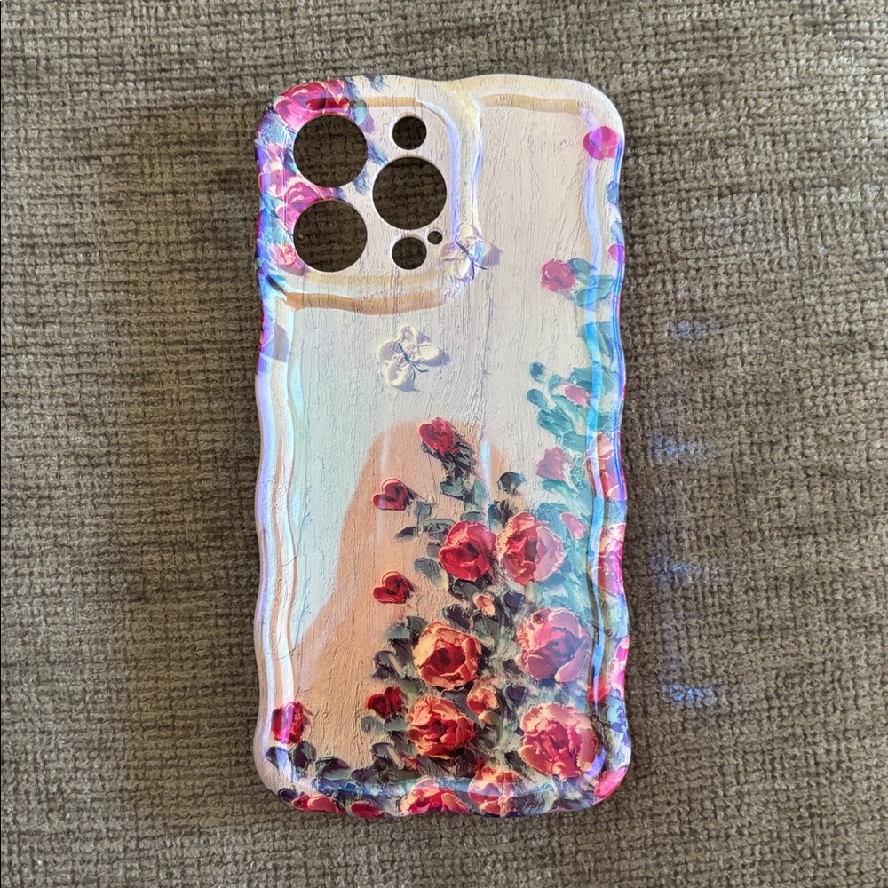 Floral iPhone 14 Pro Case Iridescent With Red Roses